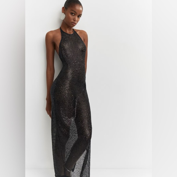 MANGO Side slit sequined gown - Picture 6 of 9